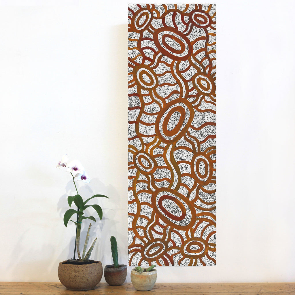 Aboriginal Artwork by Judith Nungarrayi Martin, Janganpa Jukurrpa (Brush-tail Possum Dreaming) - Mawurrji, 76x30cm