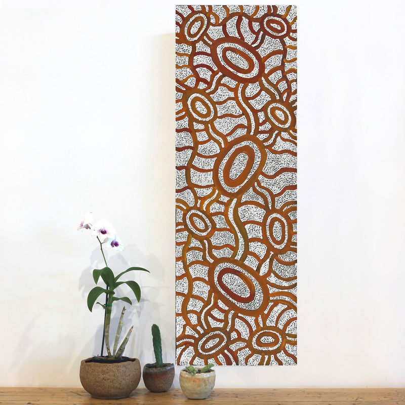 Aboriginal Artwork by Judith Nungarrayi Martin, Janganpa Jukurrpa (Brush-tail Possum Dreaming) - Mawurrji, 91x30cm