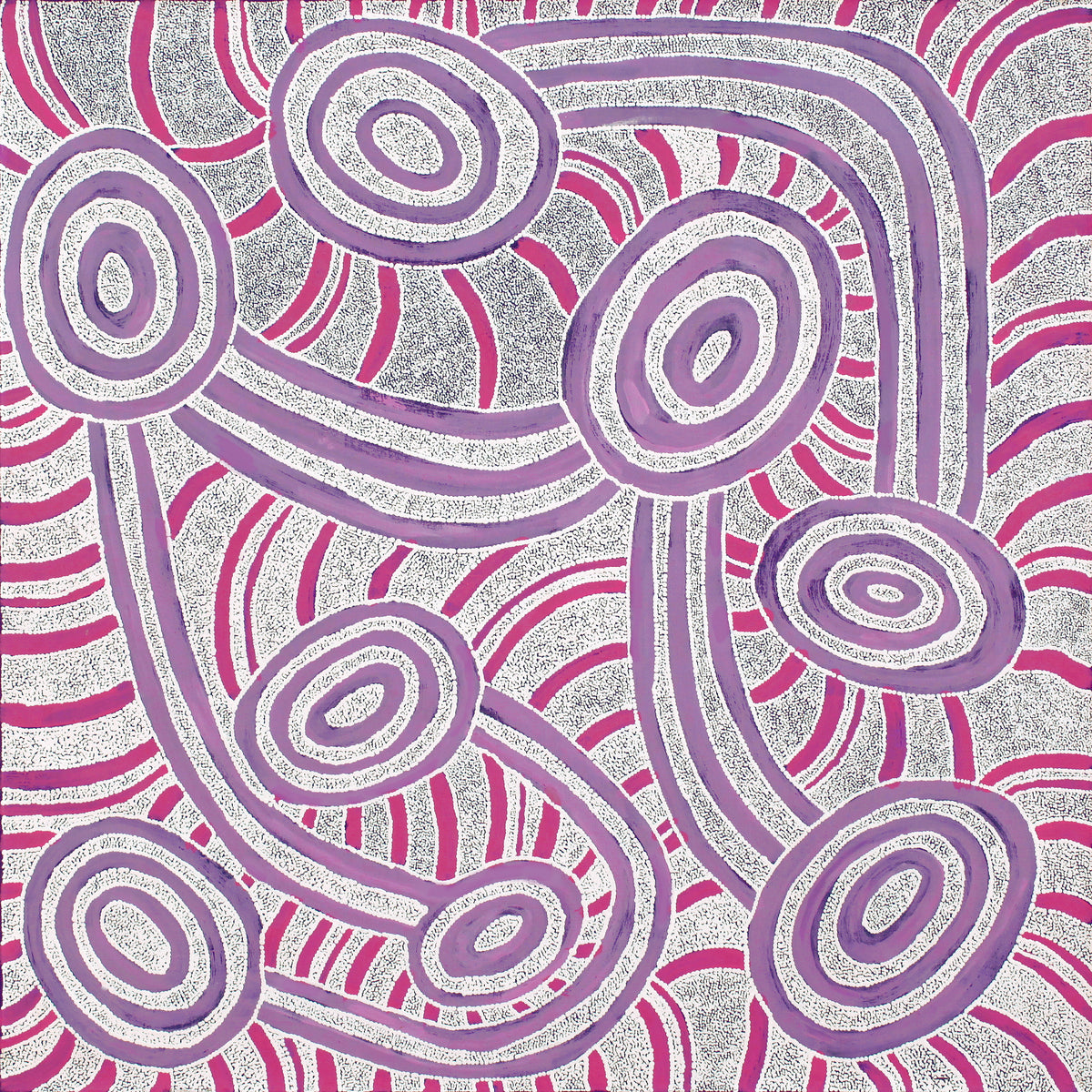 Aboriginal Art by Judith Nungarrayi Martin, Janganpa Jukurrpa (Brush-tail Possum Dreaming) - Mawurrji, 91x91cm - ART ARK®