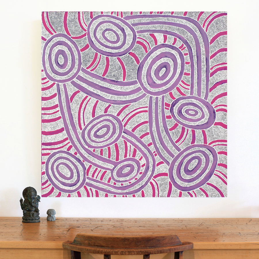 Aboriginal Artwork by Judith Nungarrayi Martin, Janganpa Jukurrpa (Brush-tail Possum Dreaming) - Mawurrji, 91x91cm