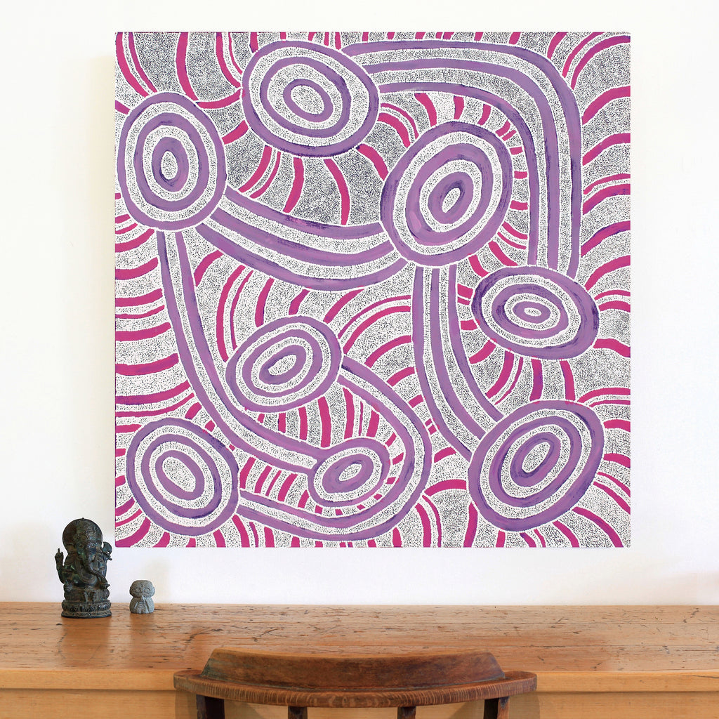 Aboriginal Art by Judith Nungarrayi Martin, Janganpa Jukurrpa (Brush-tail Possum Dreaming) - Mawurrji, 91x91cm - ART ARK®