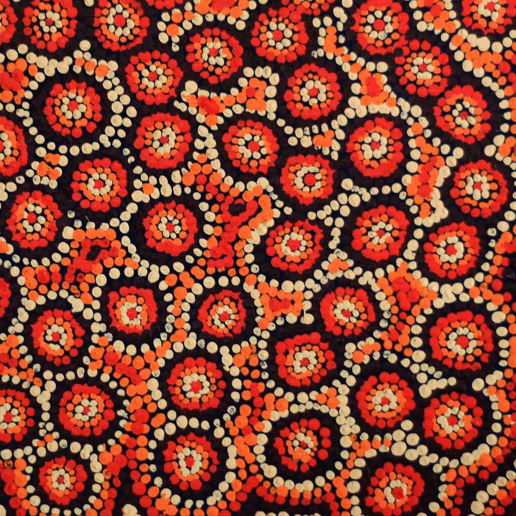Aboriginal Artwork by Judith Napangardi Hargraves, Ngalyipi Jukurrpa (Snake Vine Dreaming) - Purturlu, 30x30cm