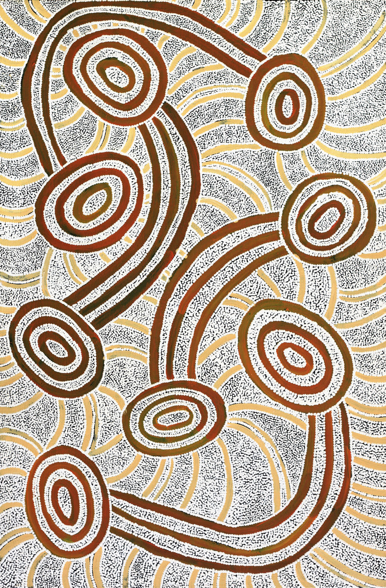 Aboriginal Art by Judith Nungarrayi Martin, Janganpa Jukurrpa (Brush-tail Possum Dreaming) - Mawurrji, 91x61cm - ART ARK®