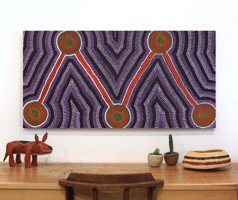 Aboriginal Artwork by Judy Miller, Kungkarangkalpa (Seven Sisters Story), 122x61cm