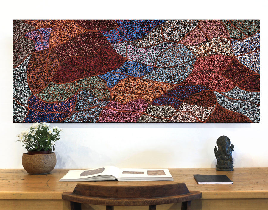 Aboriginal Artwork by Judy Miller, Ninuku Tjukurpa, 122x51cm