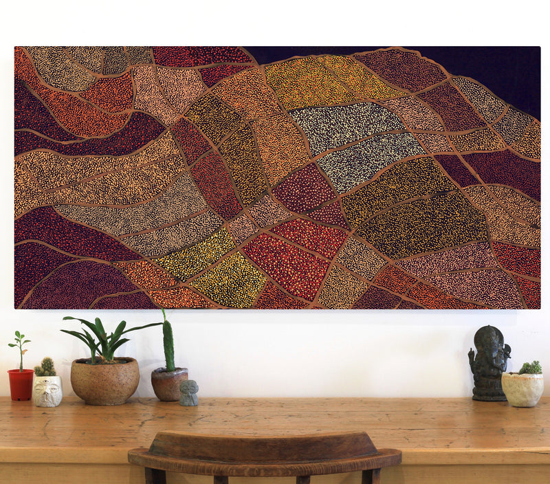 Aboriginal Artwork by Judy Miller, Walka Wiru Ngura Wiru, 122x61cm