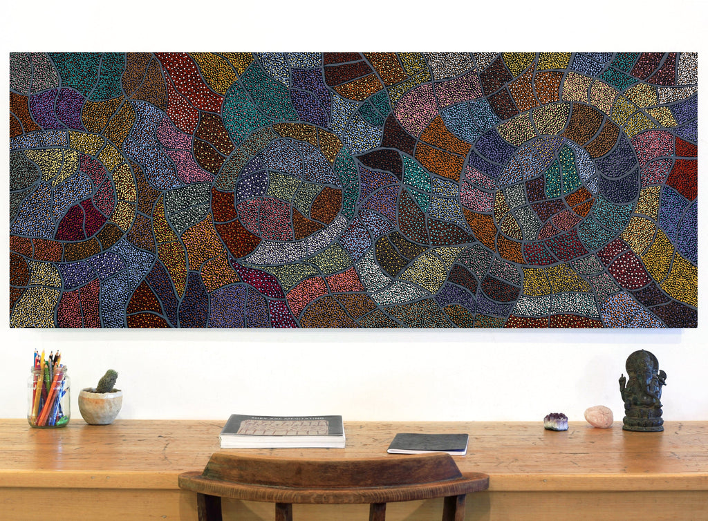 Aboriginal Art by Judy Miller, Ninuku Tjukurpa, 152x61cm - ART ARK®