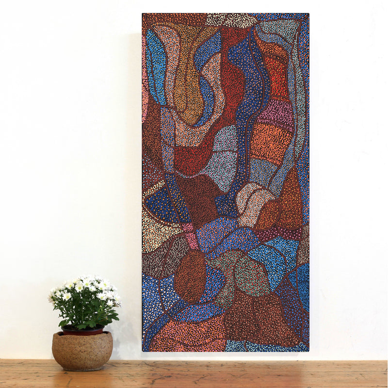 Aboriginal Artwork by Judy Miller, Ninuku Tjukurpa, 91x45cm