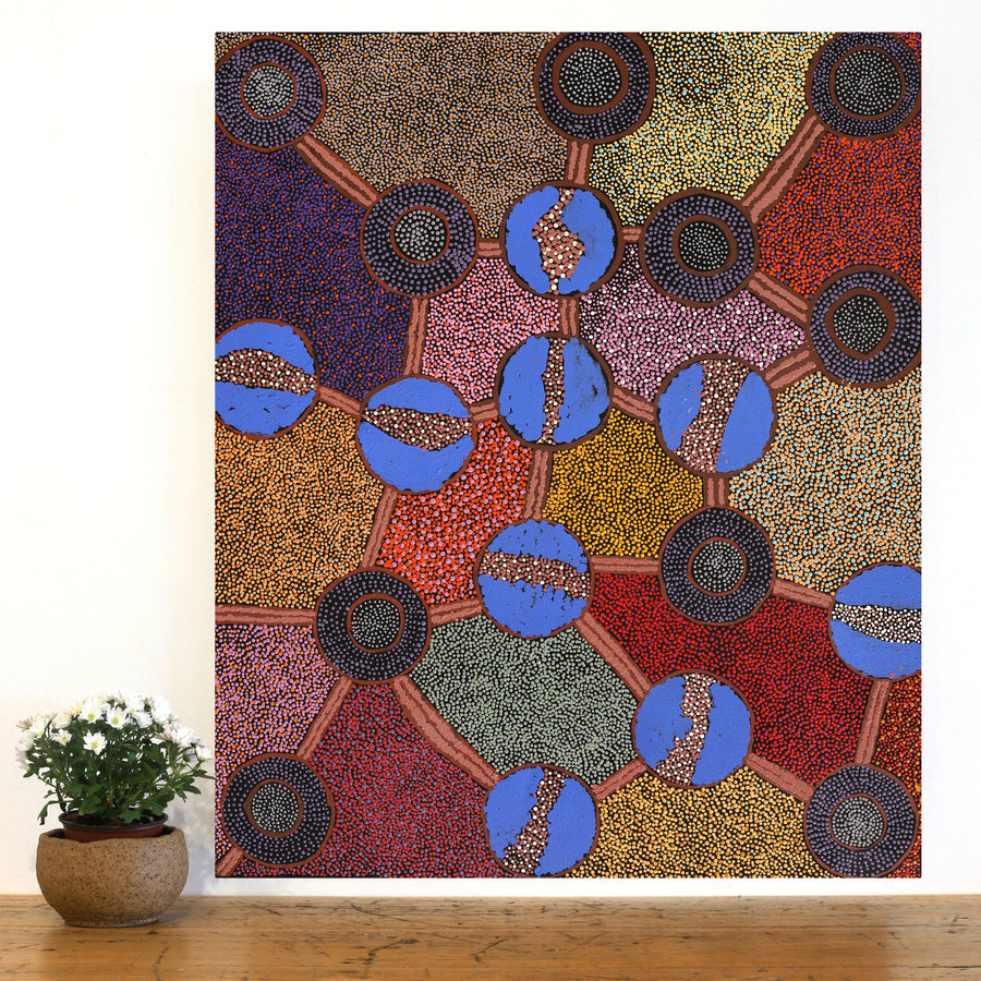 Aboriginal Artwork by Judy Miller, Ninuku Tjukurpa, 91x76cm