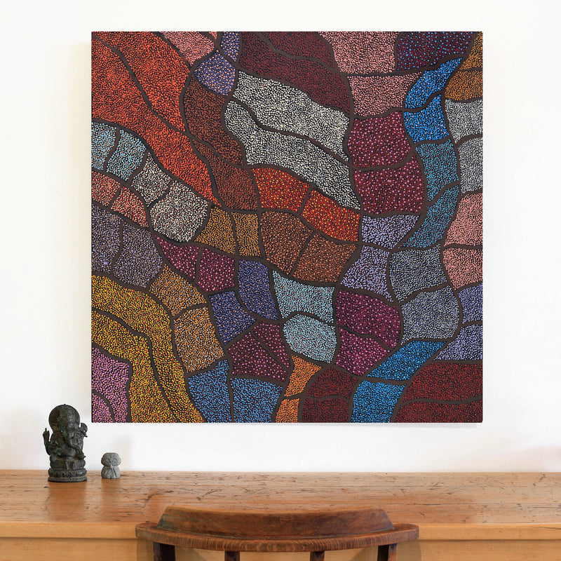 Aboriginal Artwork by Judy Miller, Ninuku Tjukurpa, 91x91cm