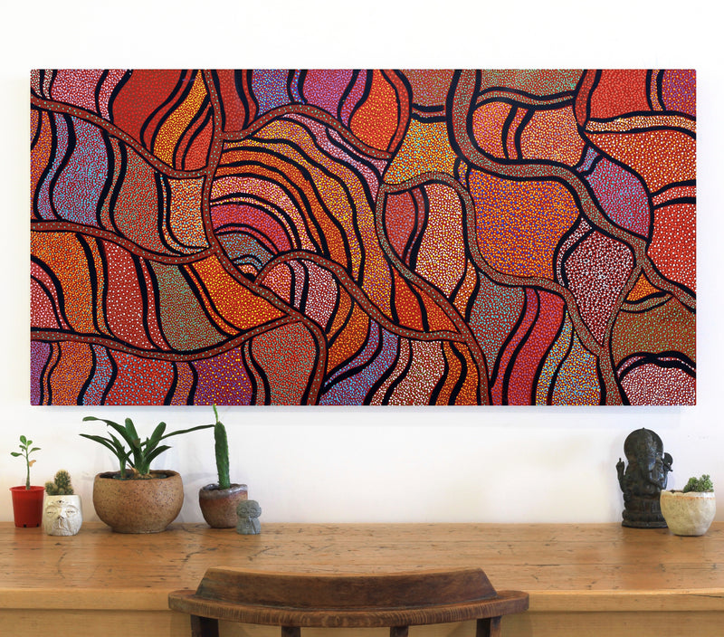 Aboriginal Artwork by Judy Miller, Ninuku Tjukurpa, 122x61cm
