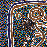 Aboriginal Artwork by Julie-Anne Nampijinpa Rice, Ngapa Jukurrpa (Water Dreaming) - Puyurru, 50x40cm