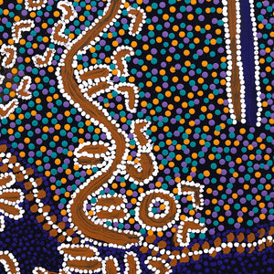 Aboriginal Artwork by Julie-Anne Nampijinpa Rice, Ngapa Jukurrpa (Water Dreaming) - Puyurru, 50x40cm - ART ARK®