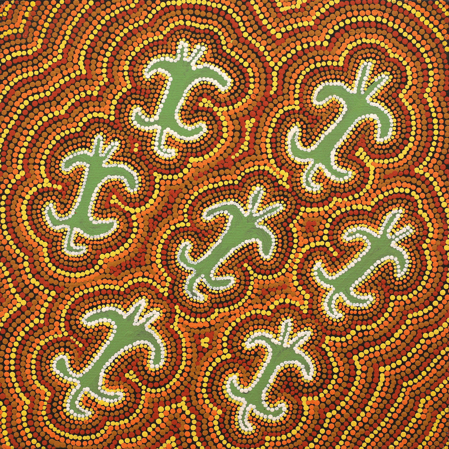 Aboriginal Artwork by Julie Napaljarri Kitson, Ngatijirri Jukurrpa (Budgerigar Dreaming), 30x30cm