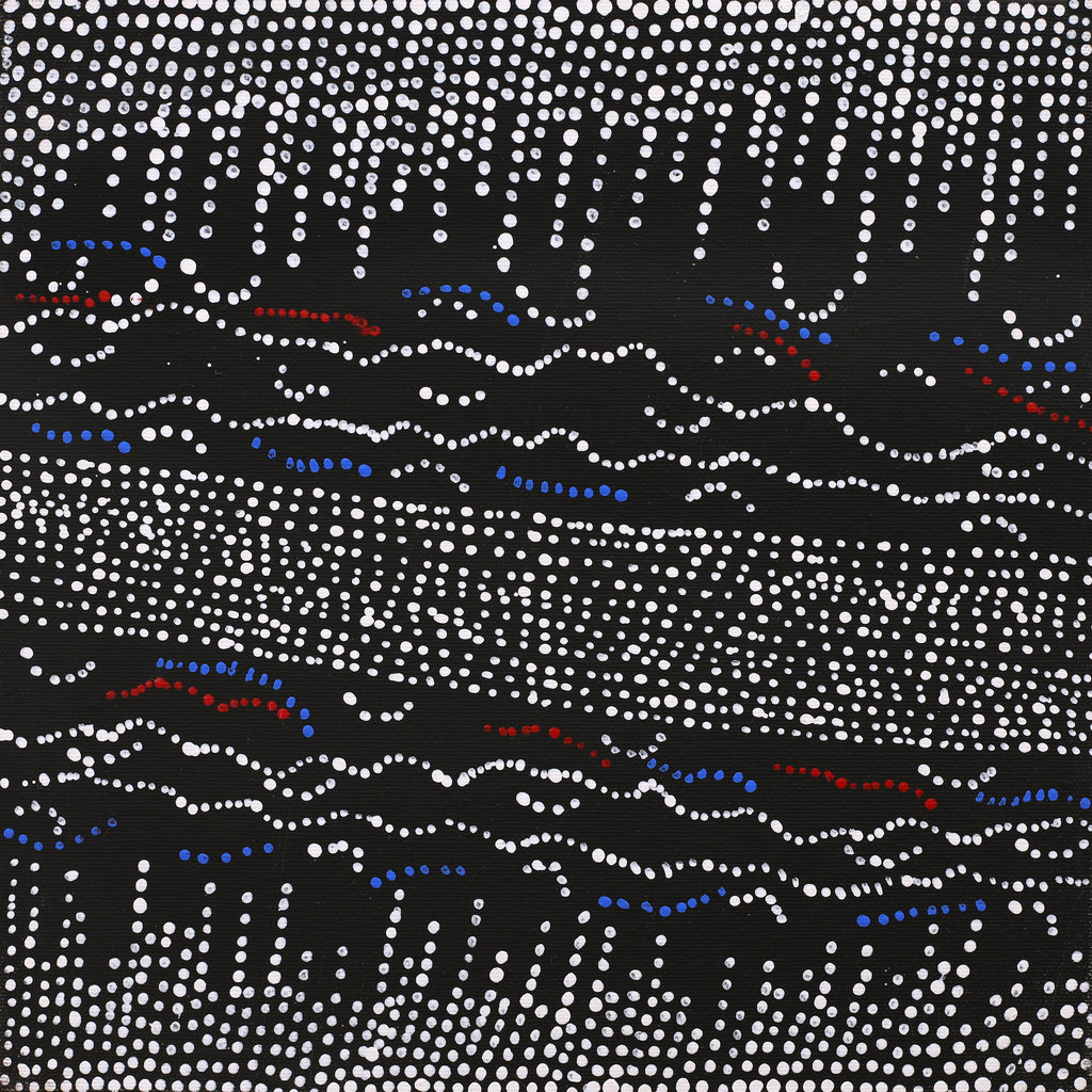 Aboriginal Artwork by Julie Nangala Robertson, Ngapa Jukurrpa (Water Dreaming) - Pirlinyarnu, 30x30cm - ART ARK®