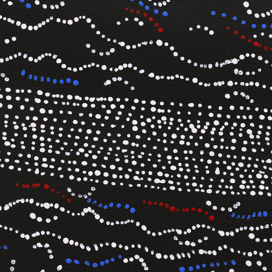 Aboriginal Artwork by Julie Nangala Robertson, Ngapa Jukurrpa (Water Dreaming) - Pirlinyarnu, 30x30cm