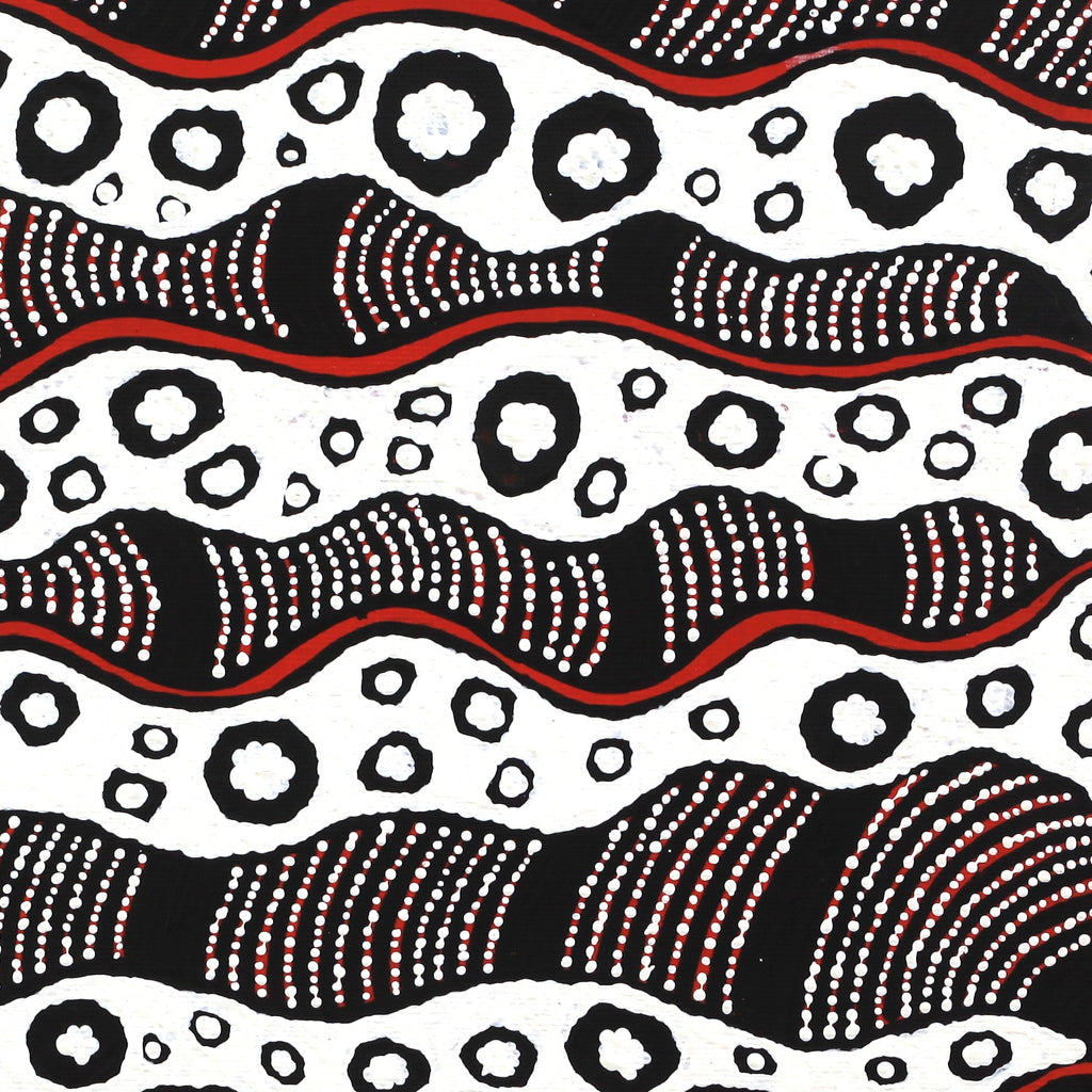 Aboriginal Artwork by Julie Napaljarri Dempsey, Pikilyi Jukurrpa (Vaughn Springs Dreaming), 30x30cm
