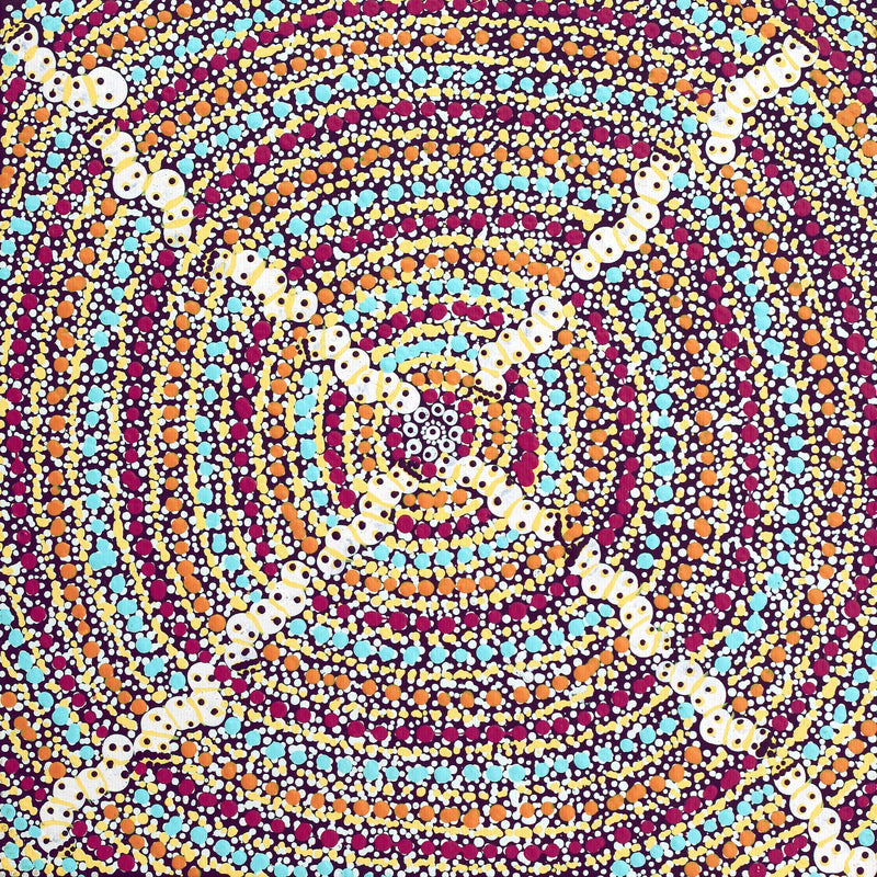 Aboriginal Artwork by Julie Napurrurla Gordon, Ngarlkirdi Jukurrpa (Witchetty Grub Dreaming), 30x30cm