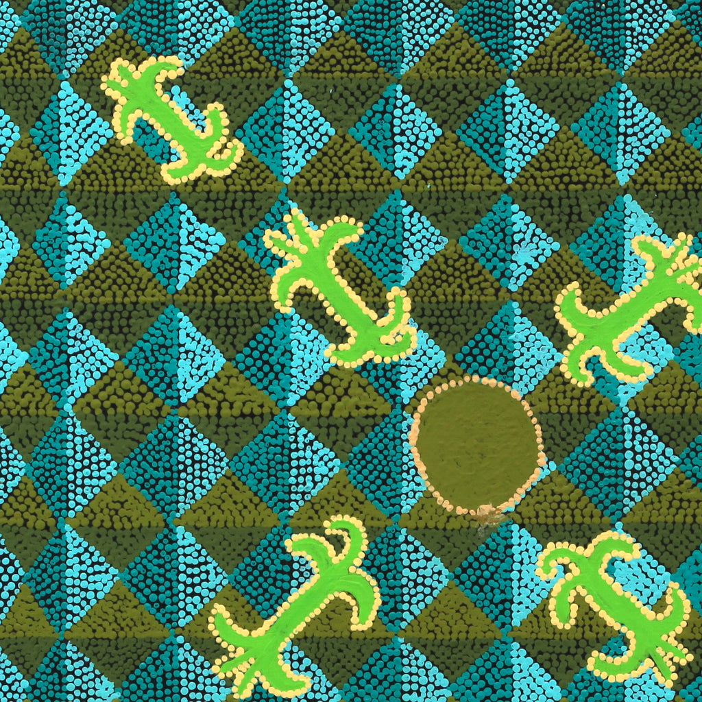 Aboriginal Artwork by Julie Napaljarri Kitson, Ngatijirri Jukurrpa (Budgerigar Dreaming), 30x30cm