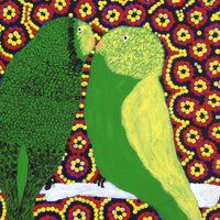 Aboriginal Artwork by Julie Napaljarri Kitson, Ngatijirri Jukurrpa (Budgerigar Dreaming), 30x30cm