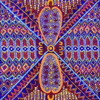Aboriginal Artwork by Julie Napaljarri Kitson, Ngatijirri Jukurrpa (Budgerigar Dreaming), 30x30cm
