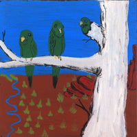 Aboriginal Artwork by Julie Napaljarri Kitson, Ngatijirri Jukurrpa (Budgerigar Dreaming), 30x30cm