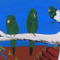 Aboriginal Artwork by Julie Napaljarri Kitson, Ngatijirri Jukurrpa (Budgerigar Dreaming), 30x30cm