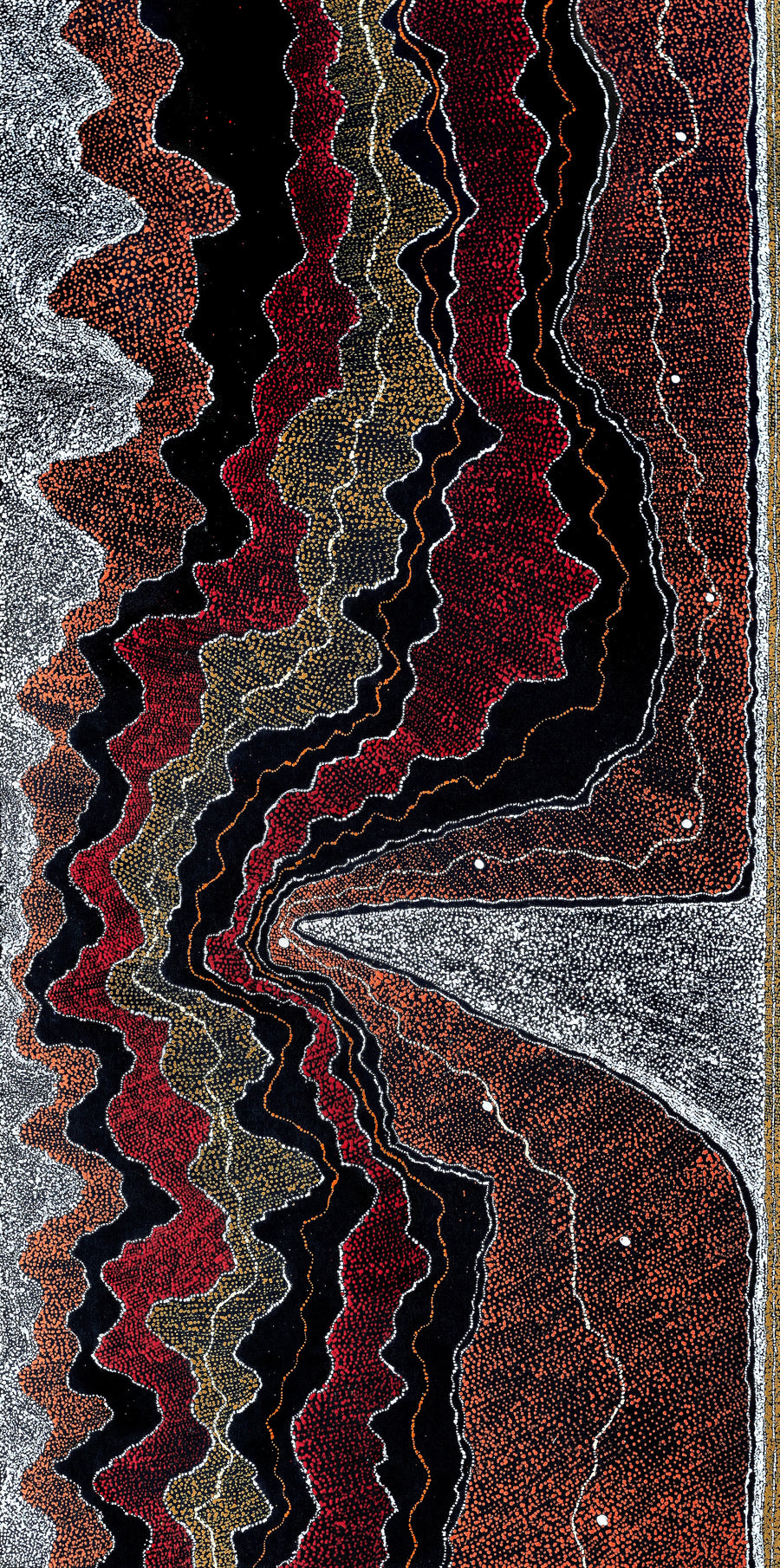 Aboriginal Artwork by Julie Nangala Robertson, Ngapa Jukurrpa (Water Dreaming) - Pirlinyarnu, 182x91cm