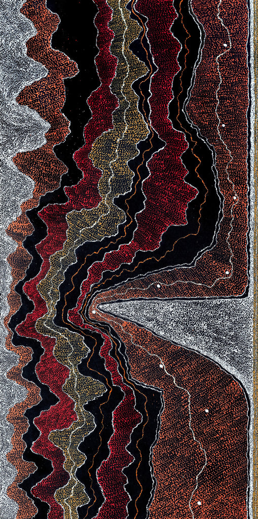 Aboriginal Artwork by Julie Nangala Robertson, Ngapa Jukurrpa (Water Dreaming) - Pirlinyarnu, 182x91cm