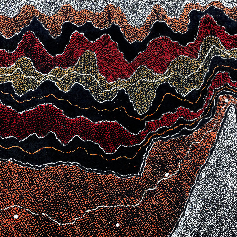 Aboriginal Artwork by Julie Nangala Robertson, Ngapa Jukurrpa (Water Dreaming) - Pirlinyarnu, 182x91cm