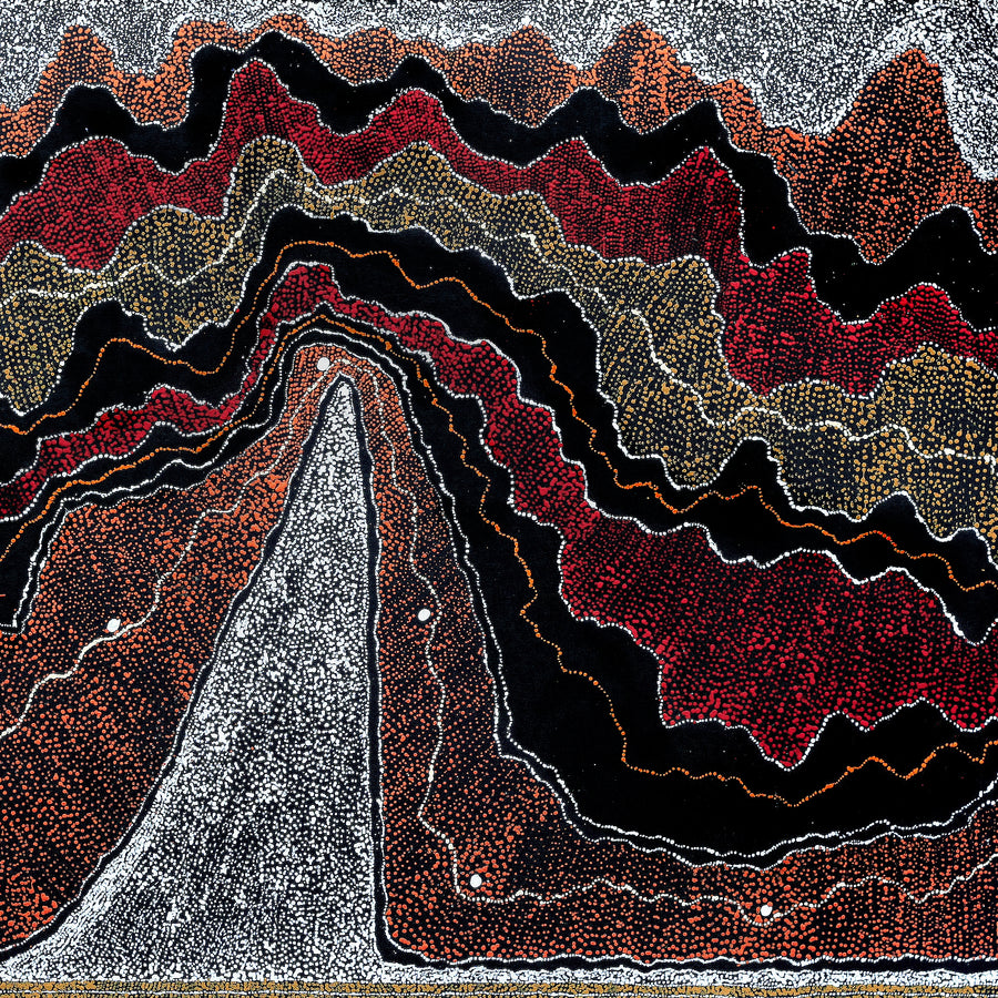 Aboriginal Artwork by Julie Nangala Robertson, Ngapa Jukurrpa (Water Dreaming) - Pirlinyarnu, 182x91cm