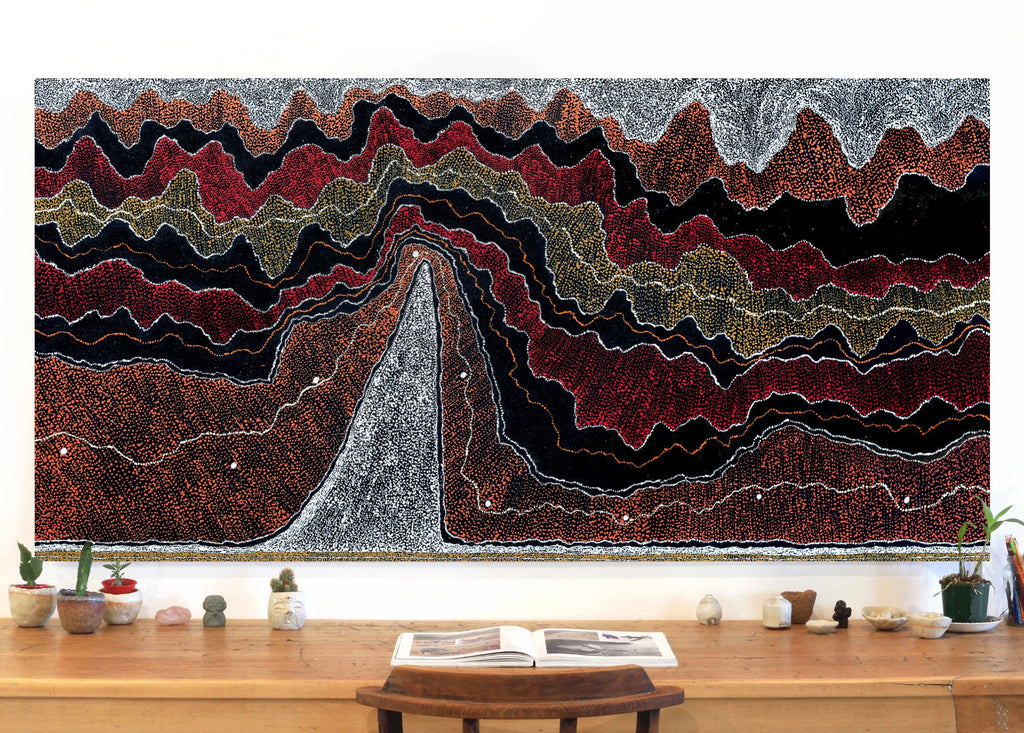Aboriginal Artwork by Julie Nangala Robertson, Ngapa Jukurrpa (Water Dreaming) - Pirlinyarnu, 182x91cm - ART ARK®