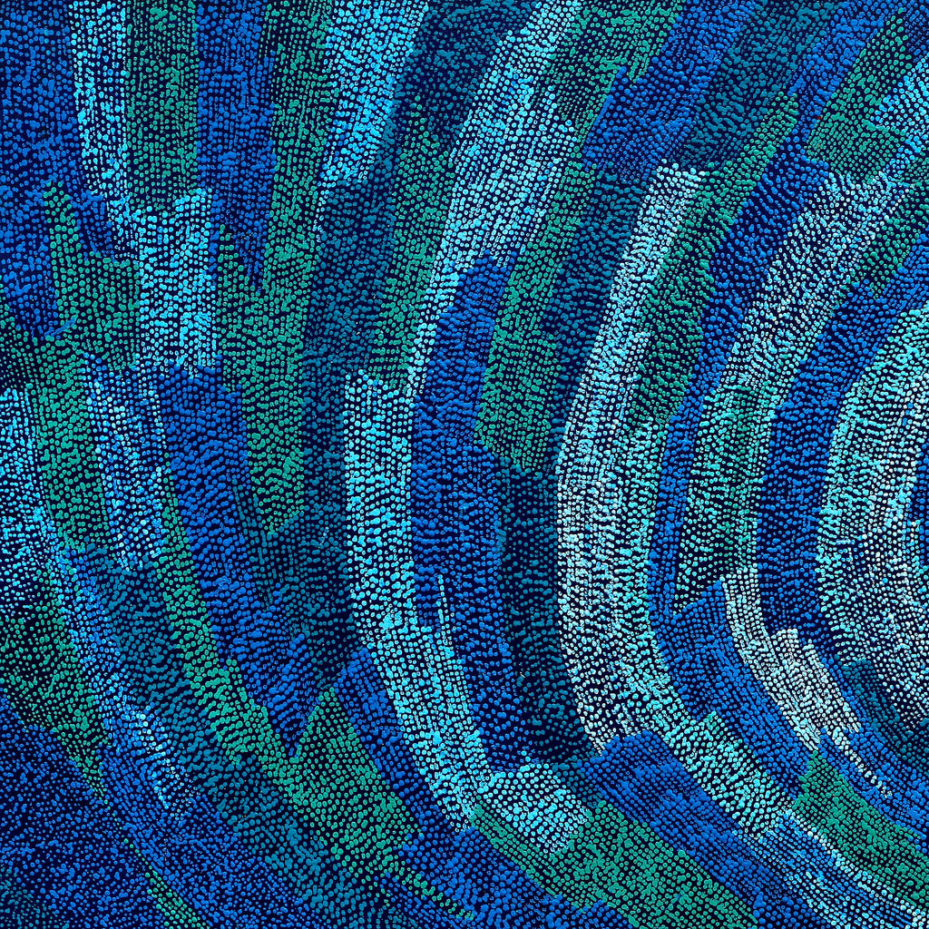Aboriginal Artwork by Julie Nangala Robertson, Ngapa Jukurrpa (Water Dreaming) - Pirlinyarnu, 182x91cm