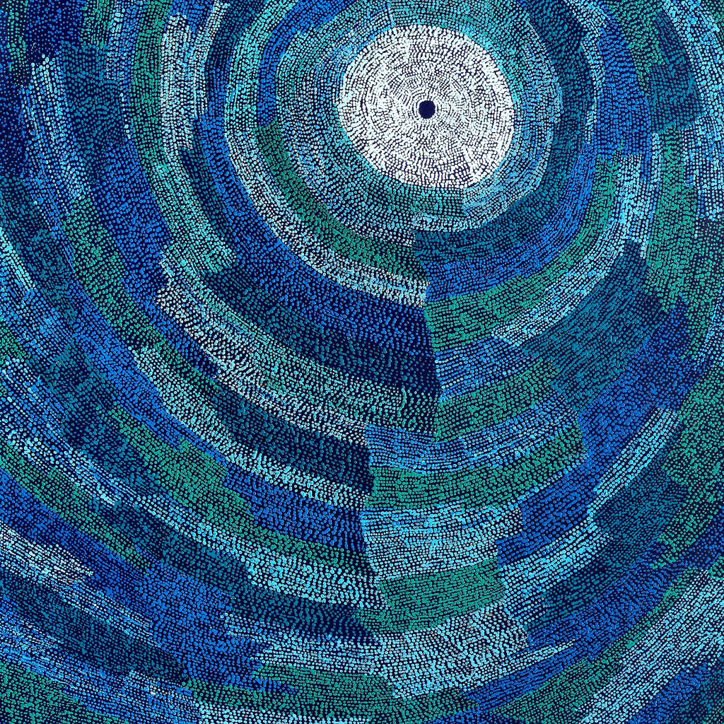Aboriginal Artwork by Julie Nangala Robertson, Ngapa Jukurrpa (Water Dreaming) - Pirlinyarnu, 182x91cm