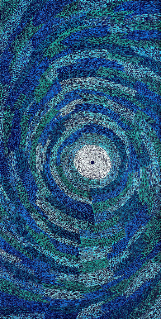 Aboriginal Artwork by Julie Nangala Robertson, Ngapa Jukurrpa (Water Dreaming) - Pirlinyarnu, 182x91cm