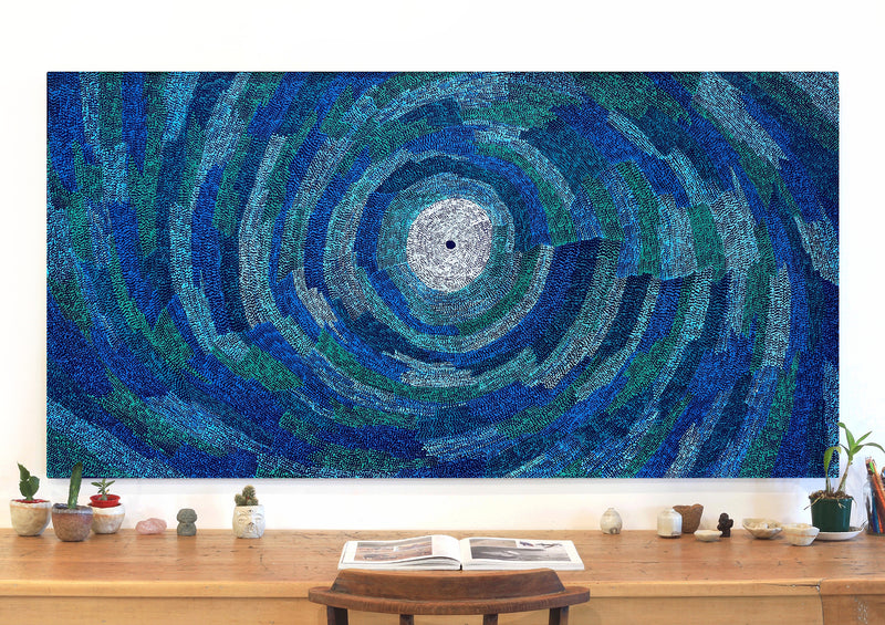 Aboriginal Artwork by Julie Nangala Robertson, Ngapa Jukurrpa (Water Dreaming) - Pirlinyarnu, 182x91cm