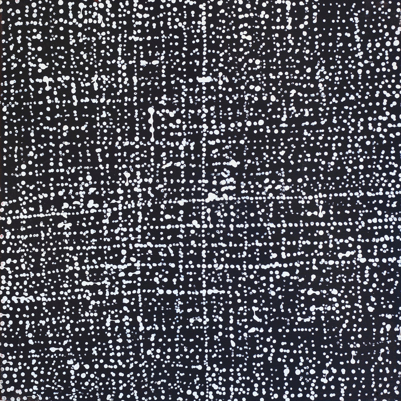 Aboriginal Artwork by Julie Nangala Robertson, Ngapa Jukurrpa (Water Dreaming) - Pirlinyarnu, 30x30cm