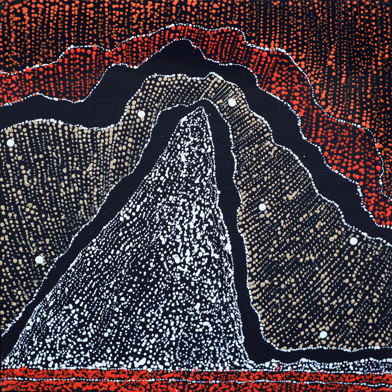 Aboriginal Artwork by Julie Nangala Robertson, Ngapa Jukurrpa (Water Dreaming) - Pirlinyarnu, 30x30cm