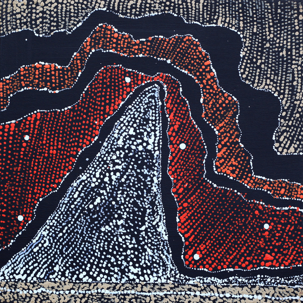 Aboriginal Artwork by Julie Nangala Robertson, Ngapa Jukurrpa (Water Dreaming) - Pirlinyarnu, 30x30cm