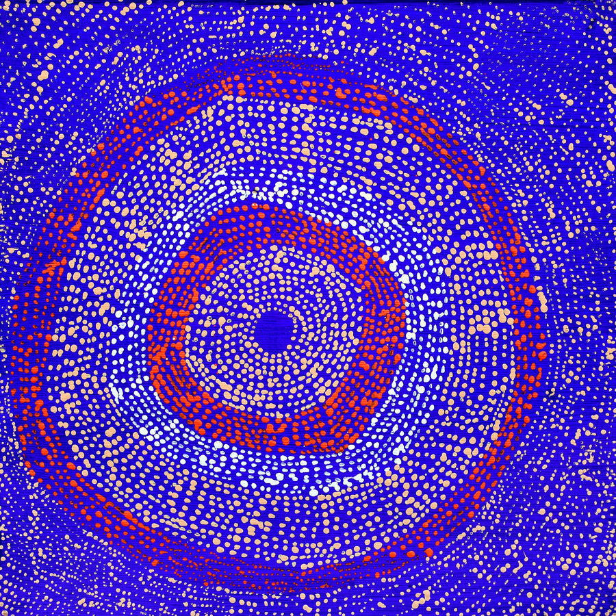 Aboriginal Artwork by Julie Nangala Robertson, Ngapa Jukurrpa (Water Dreaming) - Pirlinyarnu, 30x30cm