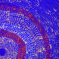 Aboriginal Artwork by Julie Nangala Robertson, Ngapa Jukurrpa (Water Dreaming) - Pirlinyarnu, 30x30cm