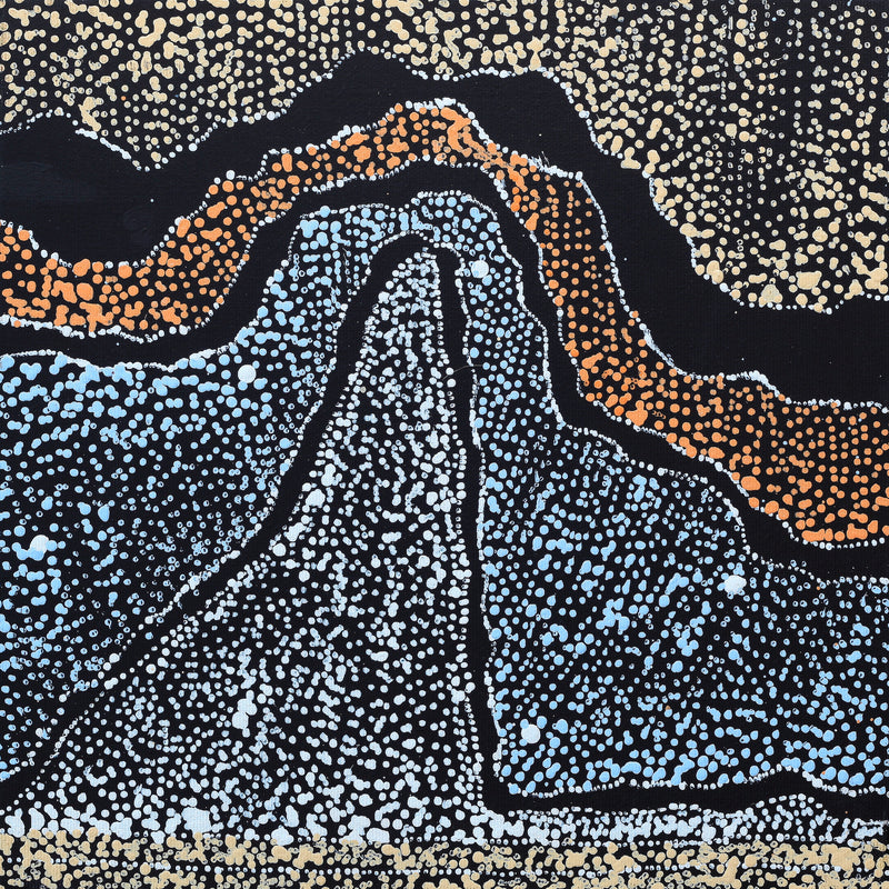 Aboriginal Artwork by Julie Nangala Robertson, Ngapa Jukurrpa (Water Dreaming) - Pirlinyarnu, 30x30cm