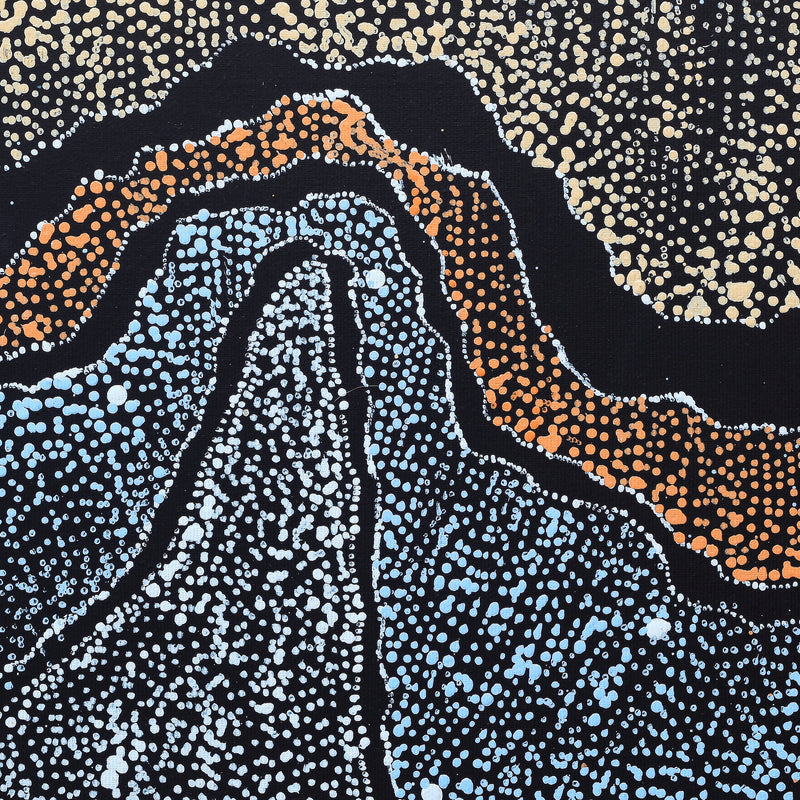 Aboriginal Artwork by Julie Nangala Robertson, Ngapa Jukurrpa (Water Dreaming) - Pirlinyarnu, 30x30cm