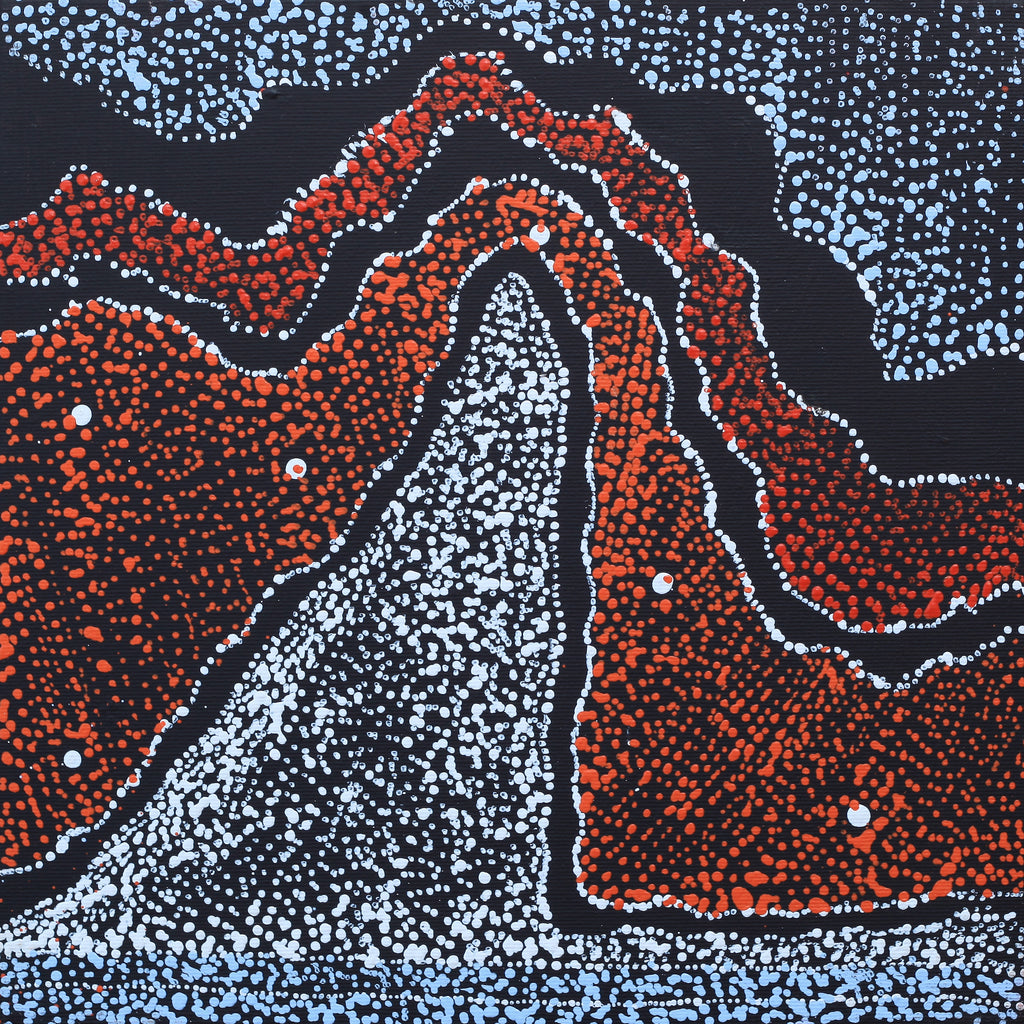 Aboriginal Artwork by Julie Nangala Robertson, Ngapa Jukurrpa (Water Dreaming) - Pirlinyarnu, 30x30cm
