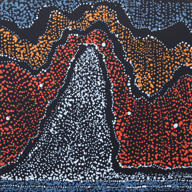 Aboriginal Artwork by Julie Nangala Robertson, Ngapa Jukurrpa (Water Dreaming) - Pirlinyarnu, 30x30cm