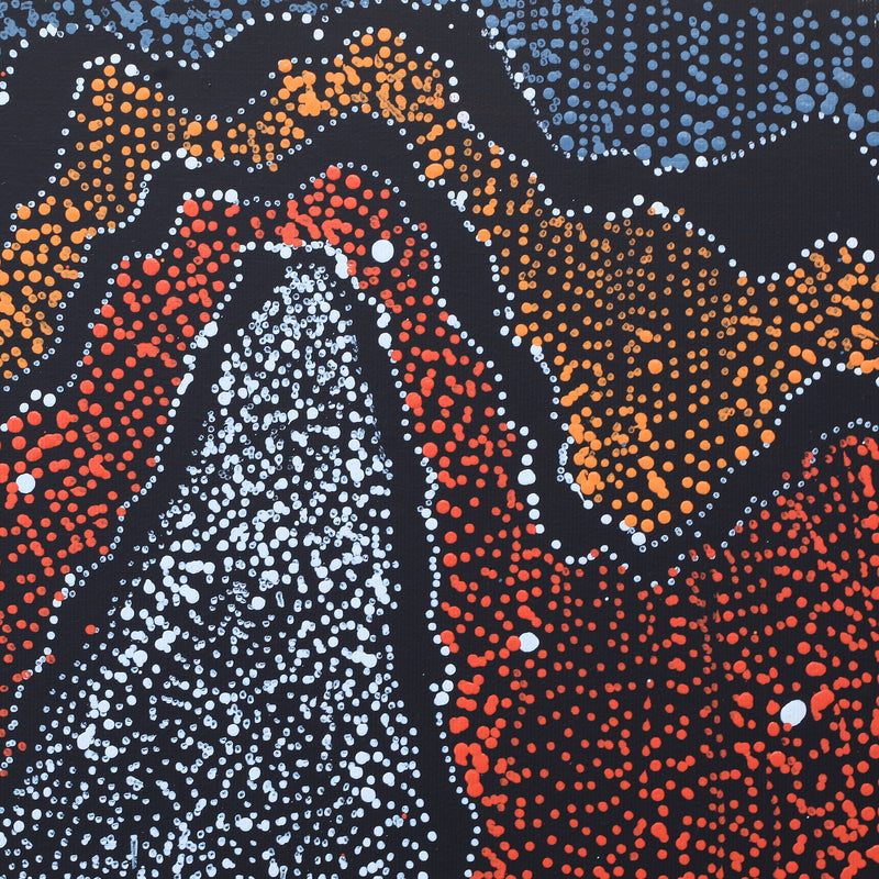 Aboriginal Artwork by Julie Nangala Robertson, Ngapa Jukurrpa (Water Dreaming) - Pirlinyarnu, 30x30cm