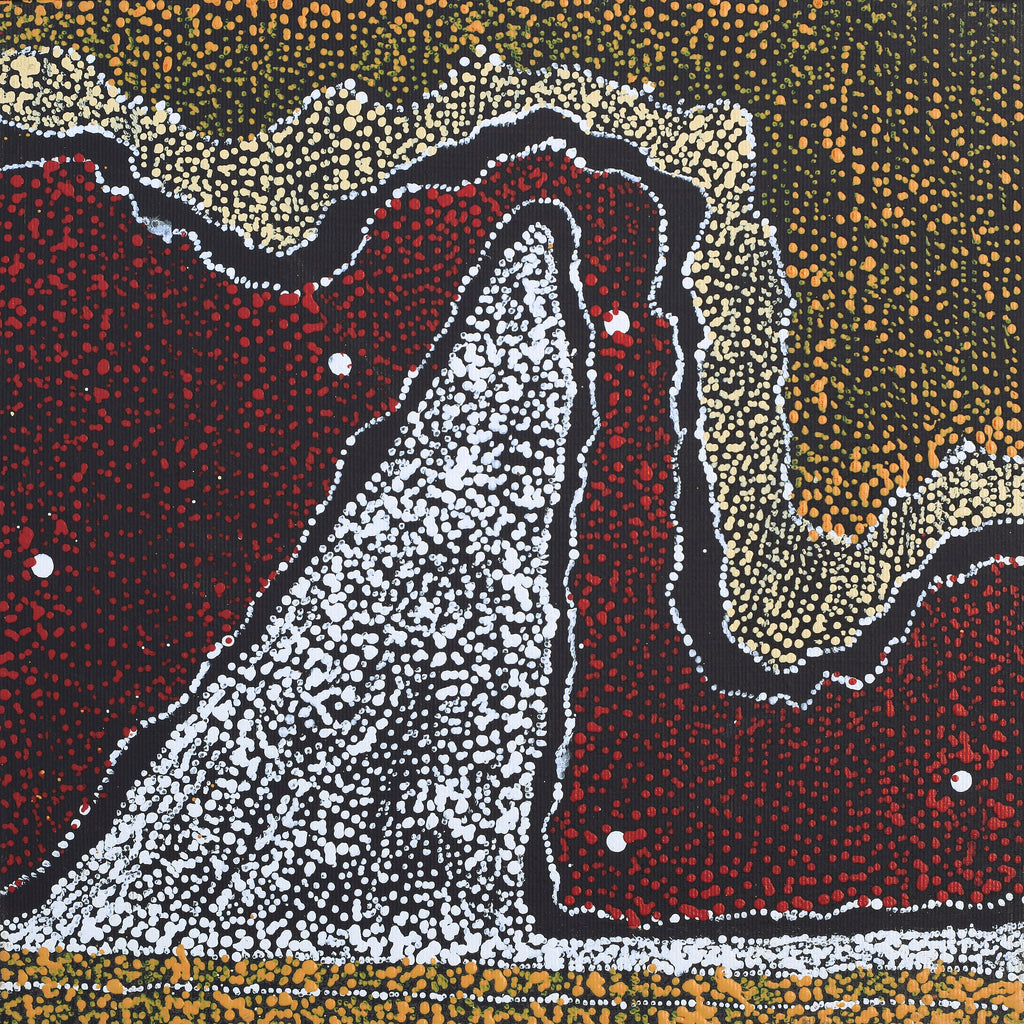 Aboriginal Artwork by Julie Nangala Robertson, Ngapa Jukurrpa (Water Dreaming) - Pirlinyarnu, 30x30cm