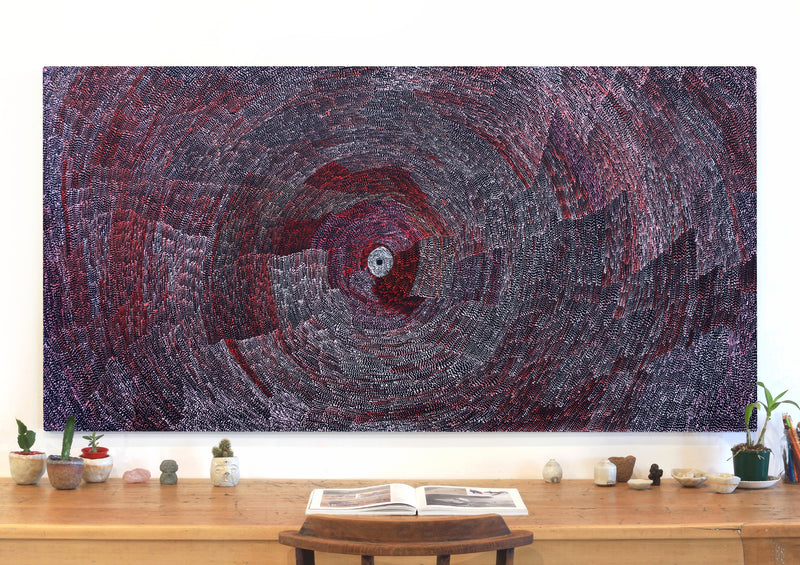 Aboriginal Artwork by Julie Nangala Robertson, Ngapa Jukurrpa (Water Dreaming) - Pirlinyarnu, 182x91cm