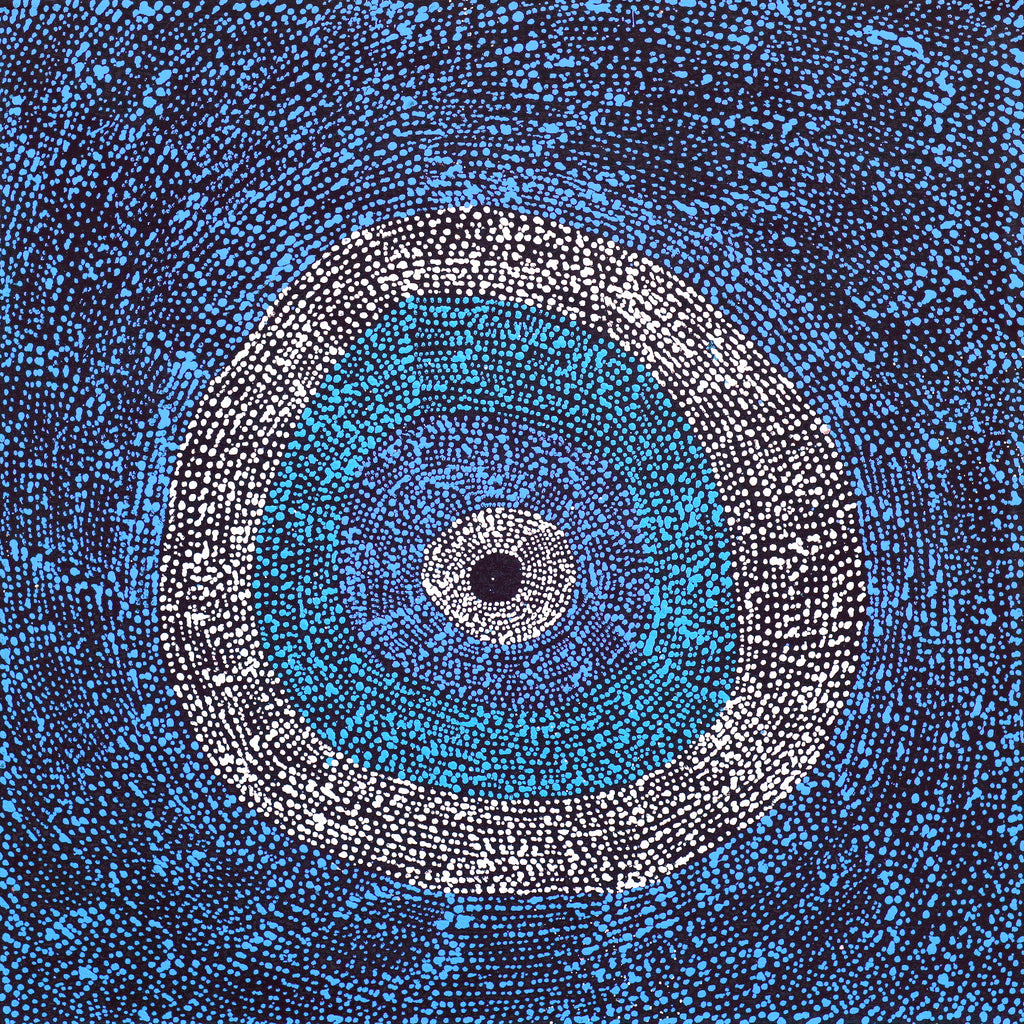 Aboriginal Artwork by Julie Nangala Robertson, Ngapa Jukurrpa (Water Dreaming) - Pirlinyarnu, 46x46cm