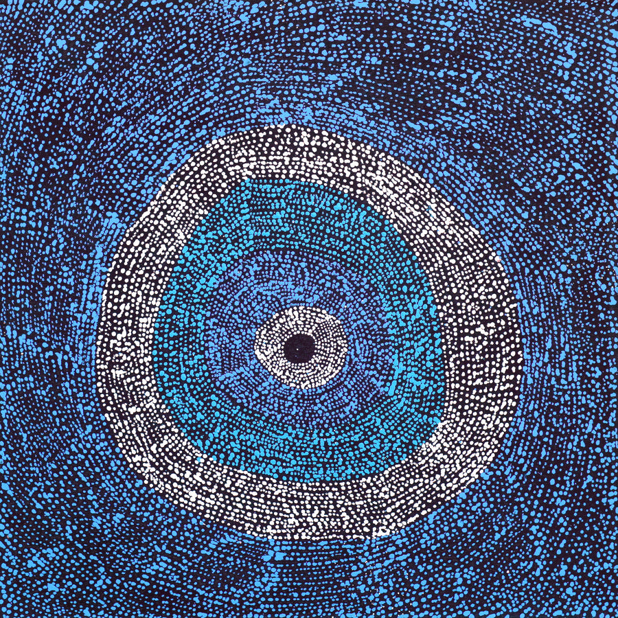 Aboriginal Artwork by Julie Nangala Robertson, Ngapa Jukurrpa (Water Dreaming) - Pirlinyarnu, 46x46cm